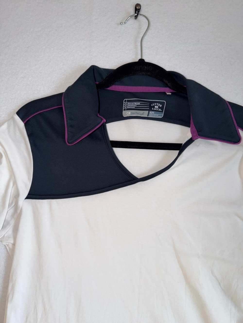 KAPALUA Hawaii Adidas White and Navy Asymmetrical Collar Women's Top - Picture 3 of 8